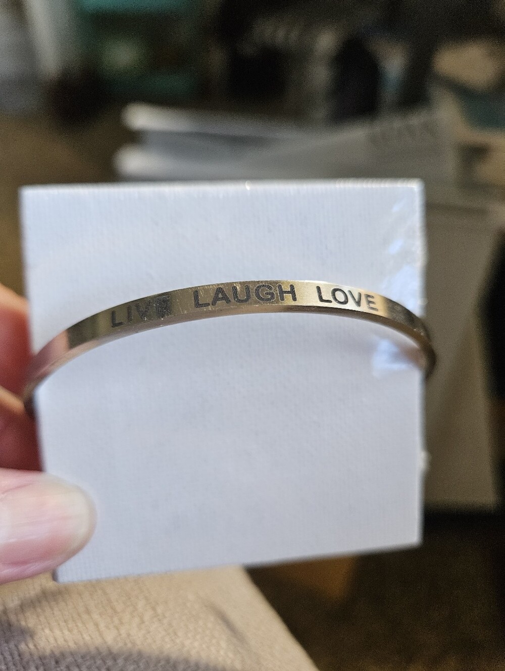 Live Laugh Love Silver Cuff Bracelet